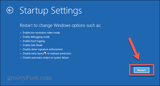 reinicio de configuración de inicio de windows 11