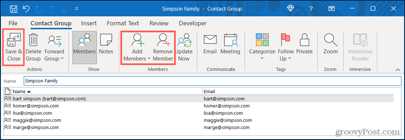 Editar un grupo de contactos en Outlook
