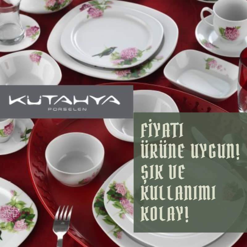 ¿Cómo comprar vajilla cuadrada Bim Kütahya Seramik de 68 piezas con decoración doble?