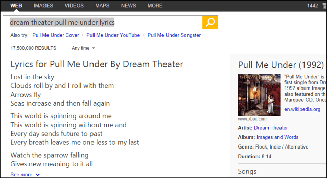 Google copia Bing, agrega letras de canciones en los resultados de búsqueda
