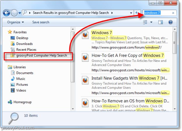 use un conector de búsqueda para su lista de favoritos para buscar una ubicación remota dentro de Windows 7 que en realidad no sea parte de su sistema