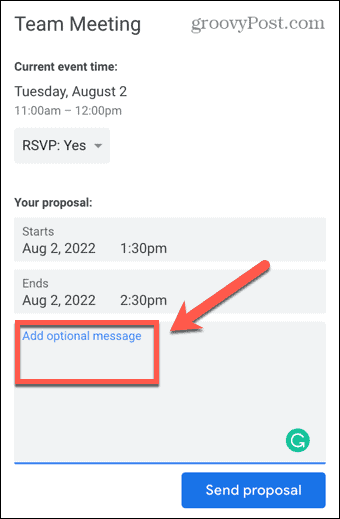 calendario de google añadir mensaje