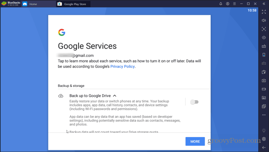 servicios de google bluestacks