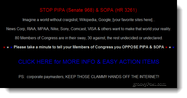 Google, Wikipedia entre los sitios que "se están volviendo oscuros" hoy para protestar contra los proyectos de ley contra la piratería en el Congreso