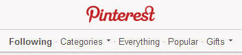 Sección de categorías antiguas de Pinterest