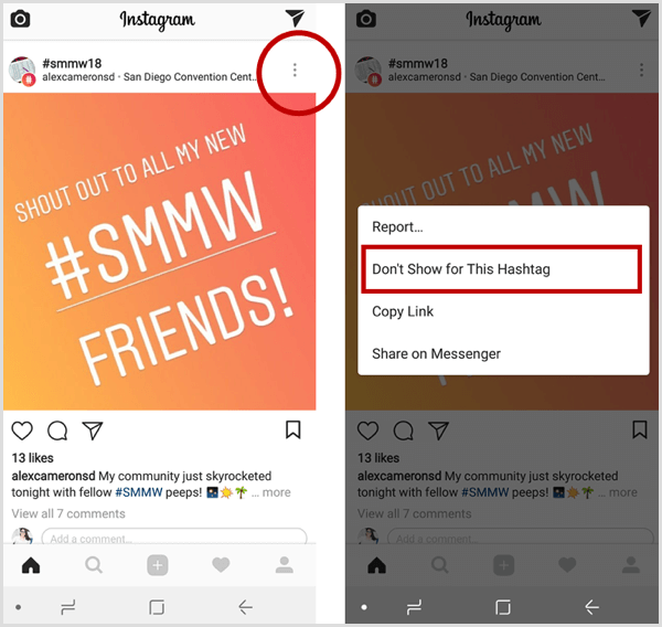La publicación de Instagram no muestra este hashtag