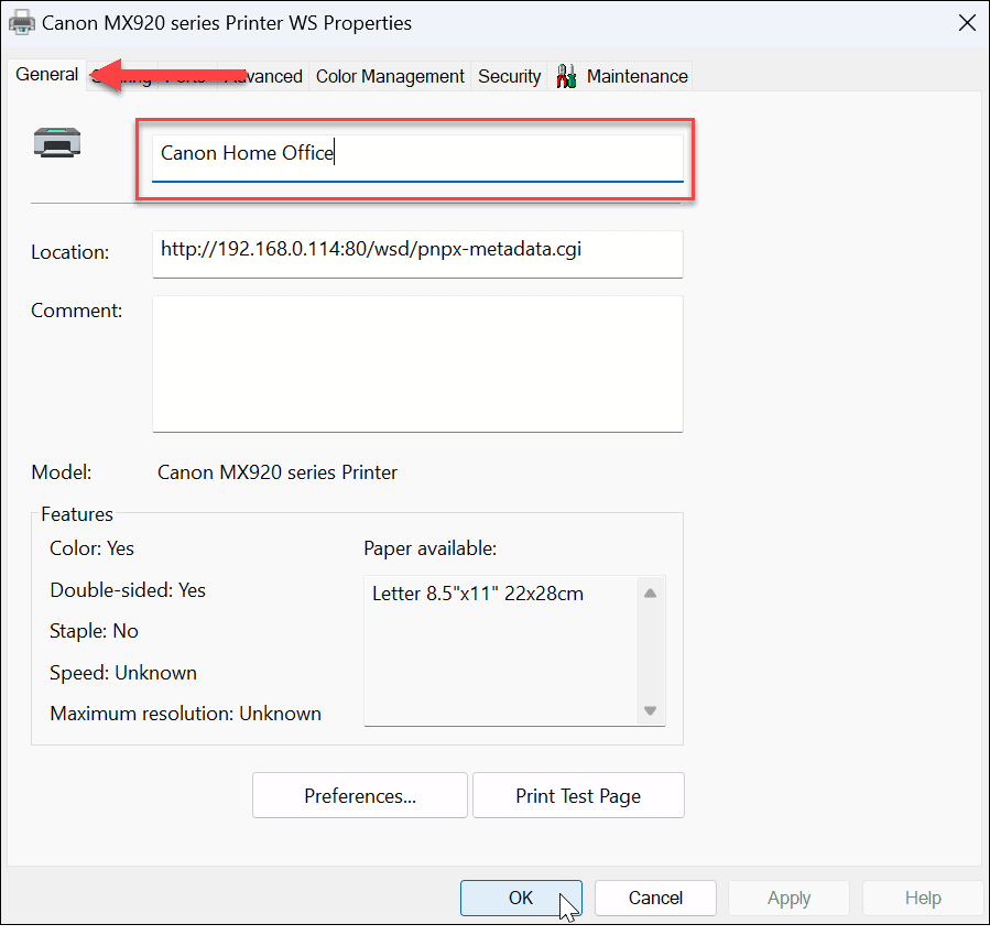 Cambiar el nombre de una impresora en Windows 11