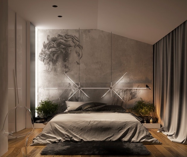 Dormitorio de color gris