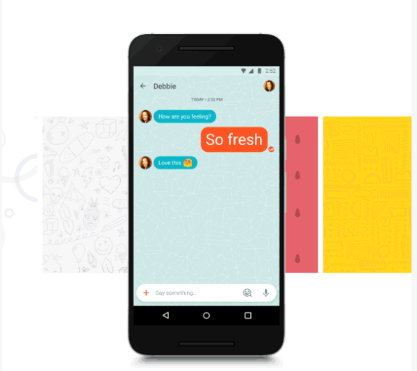 Google Allo agregó una nueva función para que sea más fácil encontrar y enviar el emoji o calcomanía perfecto y una variedad de fondos para complementar tu estilo en tus chats.