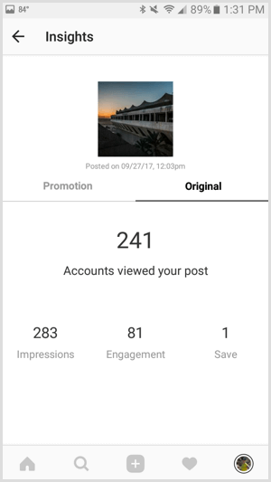 Estadísticas de publicaciones de Instagram