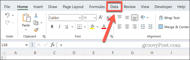 pestaña de datos de excel