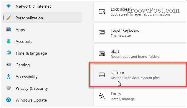 Configuración de la barra de tareas Windows 11