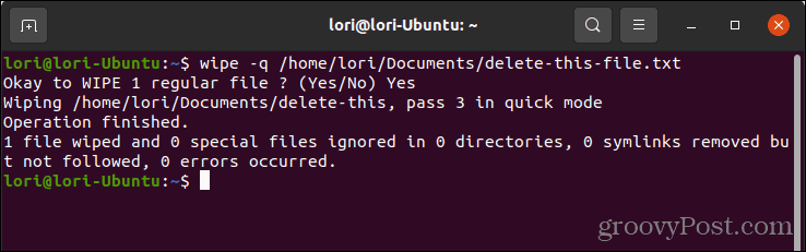 Elimine de forma segura un archivo usando el borrado con el modo rápido en Linux