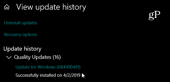 Actualización acumulativa de Windows 10 KB4490481