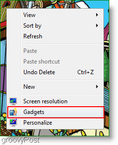 acceso al menú contextual de gadgets del lector de feeds de windows 7