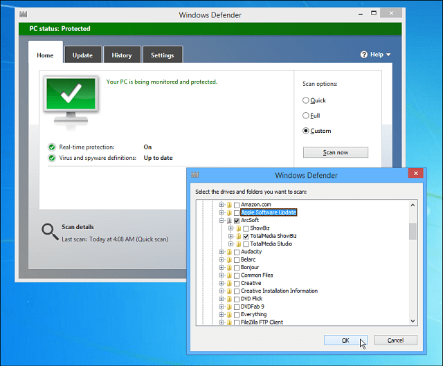 Análisis personalizado de Windows Defender