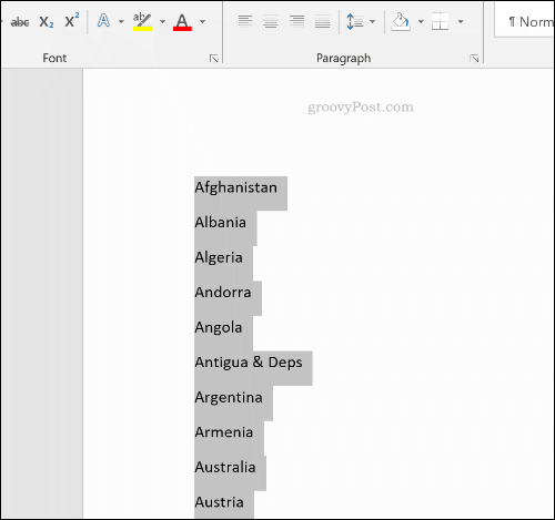 Una lista ordenada en Microsoft Word