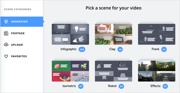 Puede agregar una variedad de animaciones y secuencias de video a su video Biteable.