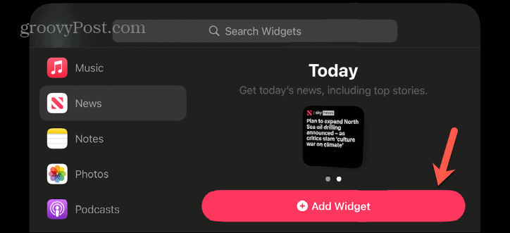 Añadir widget de modo de espera de iPhone