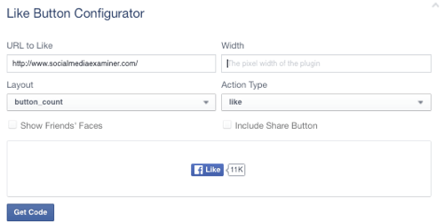botón de me gusta de Facebook configurado en URL