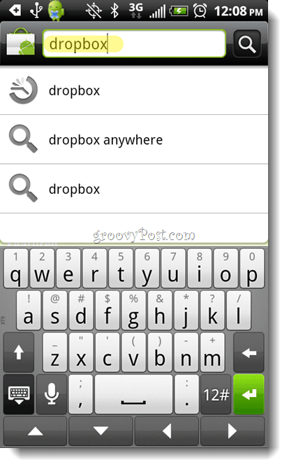 Aplicación de búsqueda de Android Dropbox