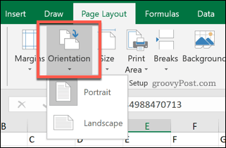 Opciones de orientación de la página de Excel