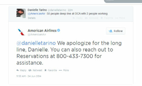 Respuesta de @americanair en twitter