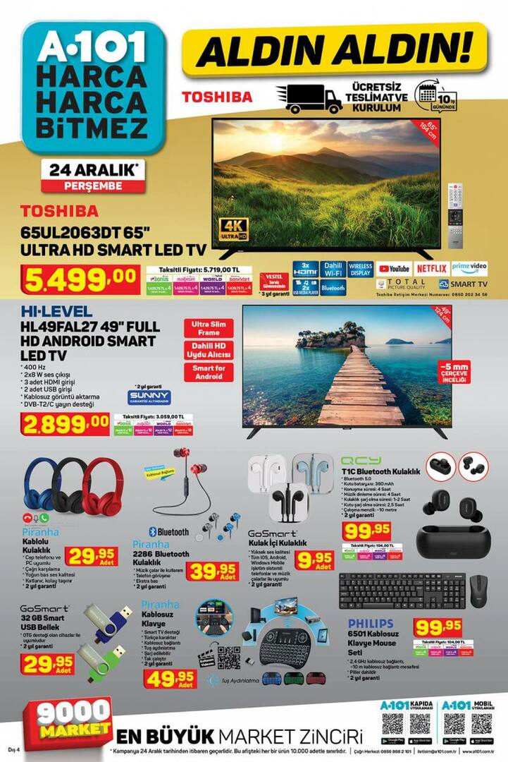 ¡Televisión 4K ULTRA HD a 101 mercados! ¿Cuáles son los productos del catálogo 24 de diciembre A 101?
