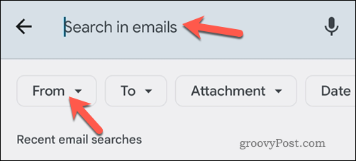 Búsqueda de correos electrónicos de Gmail por correo electrónico en la aplicación móvil