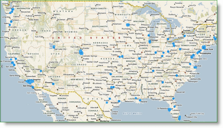 Bing Maps StreetSide Cobertura de EE. UU.