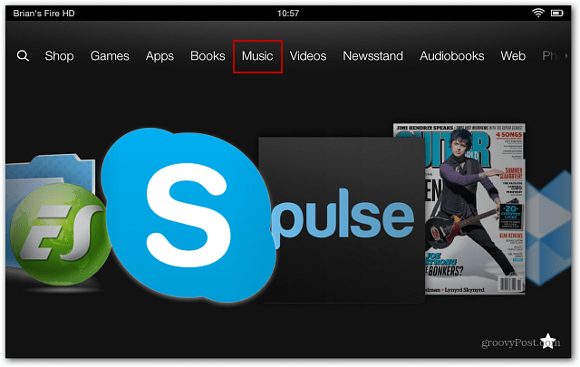 Pantalla de inicio de música Kindle Fire HD