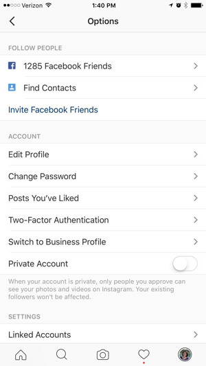 opciones de perfiles de negocios de instagram