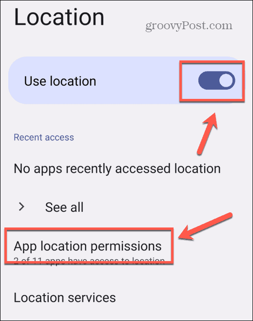 permisos de ubicación de Android