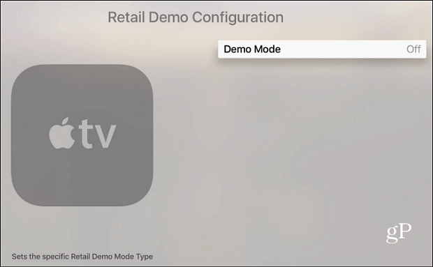 Modo de demostración de Apple TV