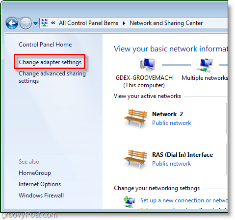 cambiar la configuración del adaptador de red en Windows 7