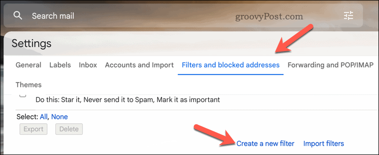 Crear un filtro de Gmail