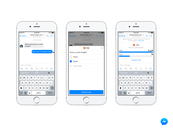 encuestas y pagos de facebook messenger