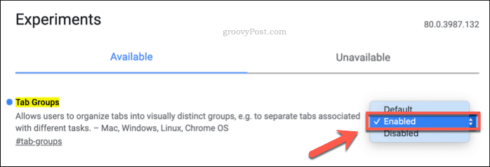 Habilitar grupos de pestañas en Chrome