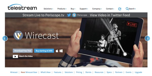 Wirecast te permite transmitir a Facebook Live, Periscope y YouTube.