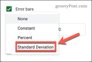 Creando una barra de error en Hojas de cálculo de Google