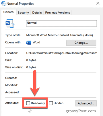 Eliminar el acceso de solo lectura a un archivo en Windows