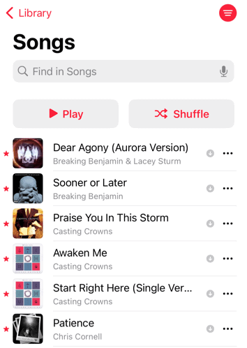 Canciones favoritas en Apple Music