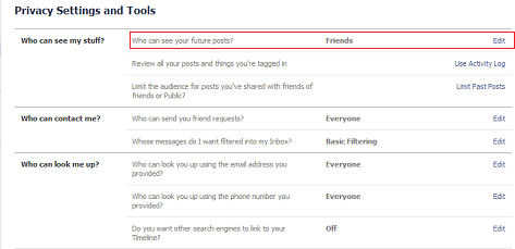 configuración de privacidad de facebook