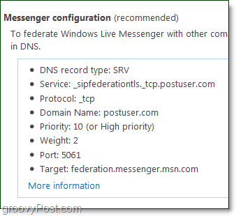 configure su configuración de Messenger para usar Windows Live Messenger con su dominio