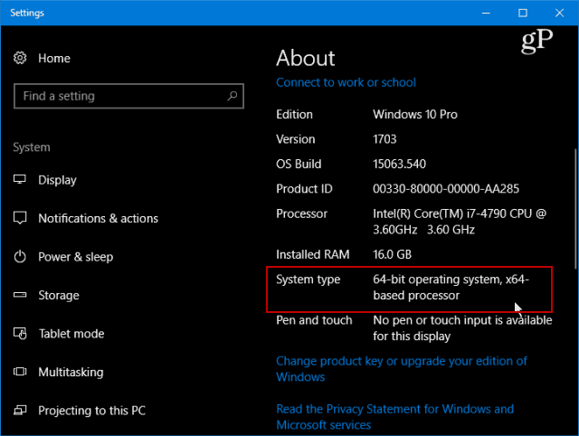 Versión de Windows 10