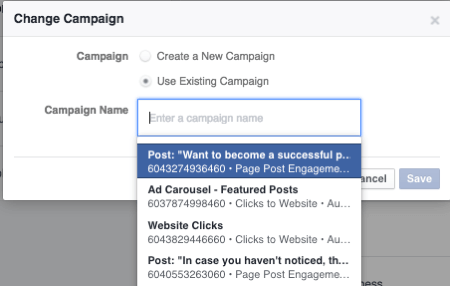 campaña de anuncios de facebook