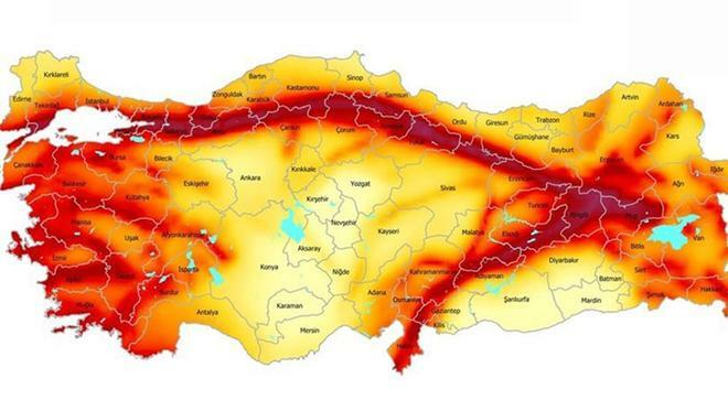 Mapa de riesgo de terremotos de Türkiye