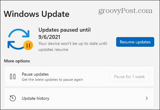 Actualizaciones de Windows 11 en pausa