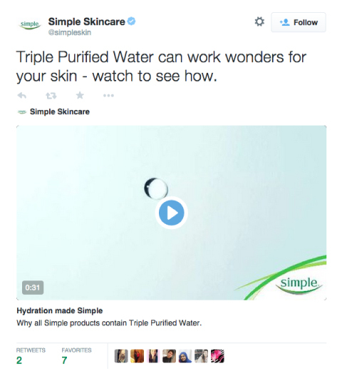 promoción de producto de video de twitter simple cuidado de la piel