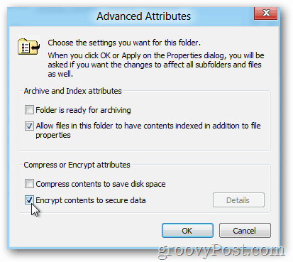 Propiedades avanzadas de Windows 8: habilitar EFS
